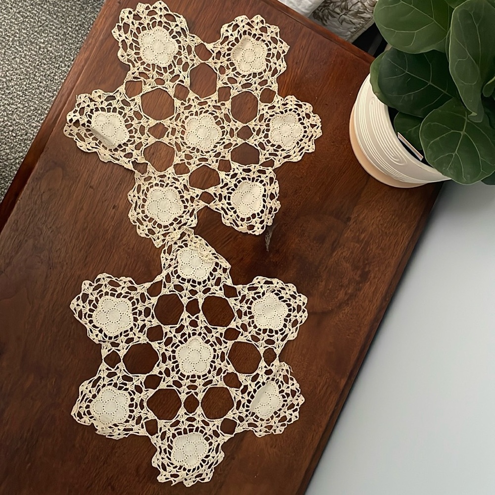Set of two antique Hand crocheted doilies